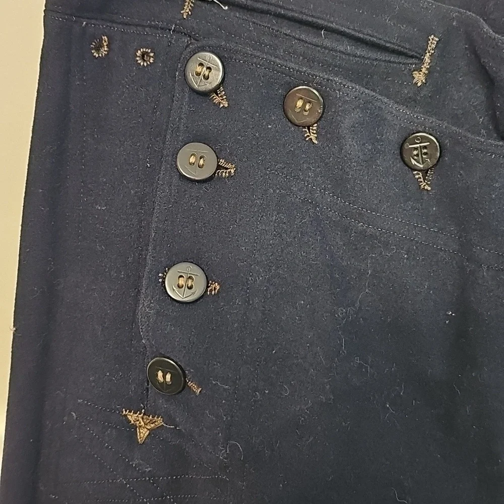 Vintage US Navy 1940s Blue Wool High-Waisted Sailor Trousers Womens 30 Classical - Picture 9 of 16